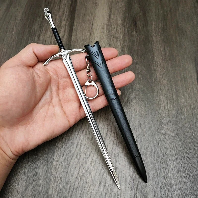 Glamdring aragorn narthil espada elfos anduril terra média arma 22cm metal katana samurai espada chaveiro ornamentos presentes brinquedos