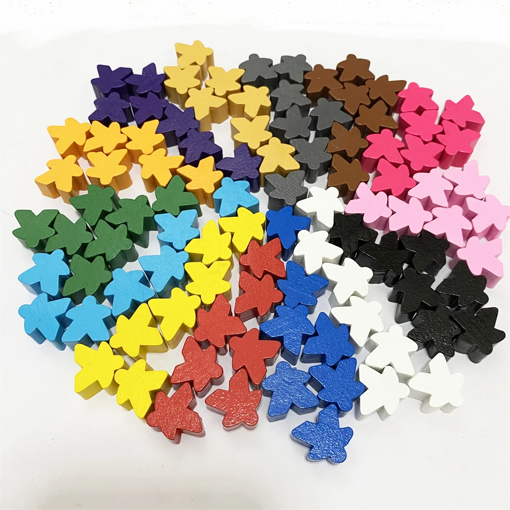 100 Stück Holz 16 mm zusätzliches Brettspiel Meeples Bits Pionnen Stücke Bulk Ersatz Tabletop Gaming-Komponenten Humanoide Schachfiguren