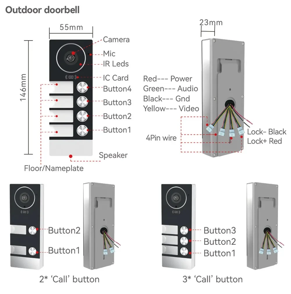 TUYA WiFi Video Doorphone Building Intercom Kits 2/3/4 Multi-family Doorbell 7/10Inch 1080P Touch Screen Monitor APP/Card Unlock