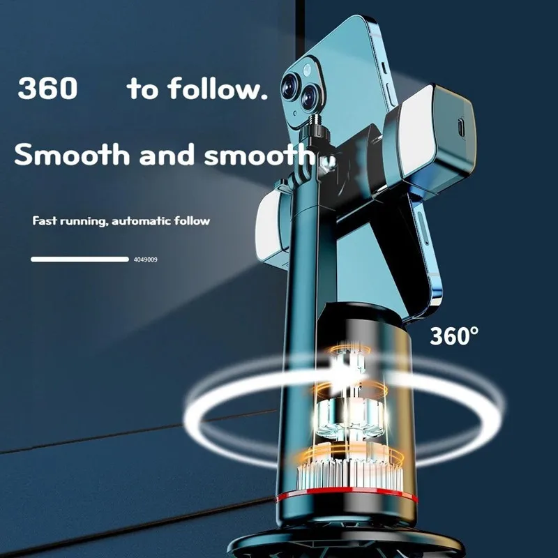 FANGTUOSI 360 Rotation Follow-up Gimbal Stabilizer Monopod Desktop Tracking Gimbal with Remote for Phone Tiktok Live Photography