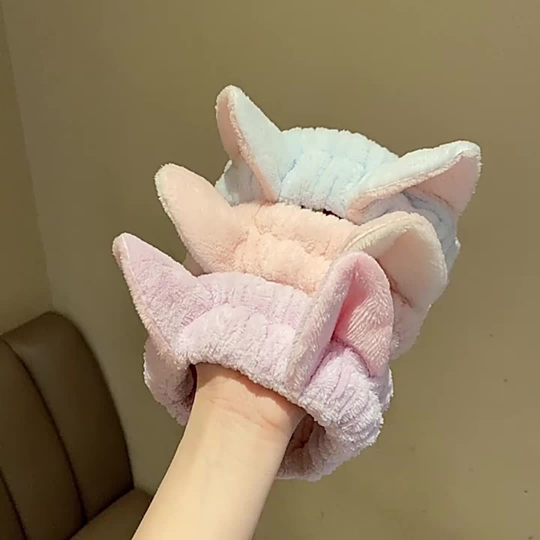 Fascia elastica per orecchie da gattino carina: fascia morbida, assorbente per l'acqua e assorbente del sudore per il lavaggio del viso, il trucco e la cura della pelle