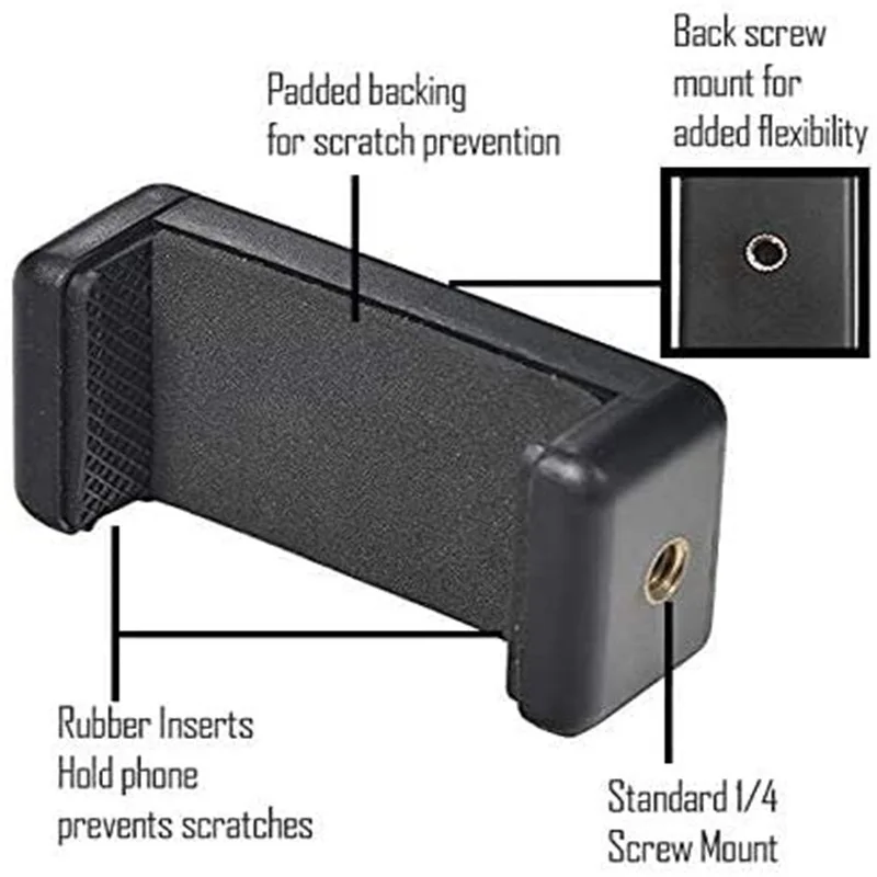 Tripod Mount Universal 360 Degree Mobile Phone Clip Compatible With 1/4 Screw Cellphone Holder Desk Tripod Adapter For iphone