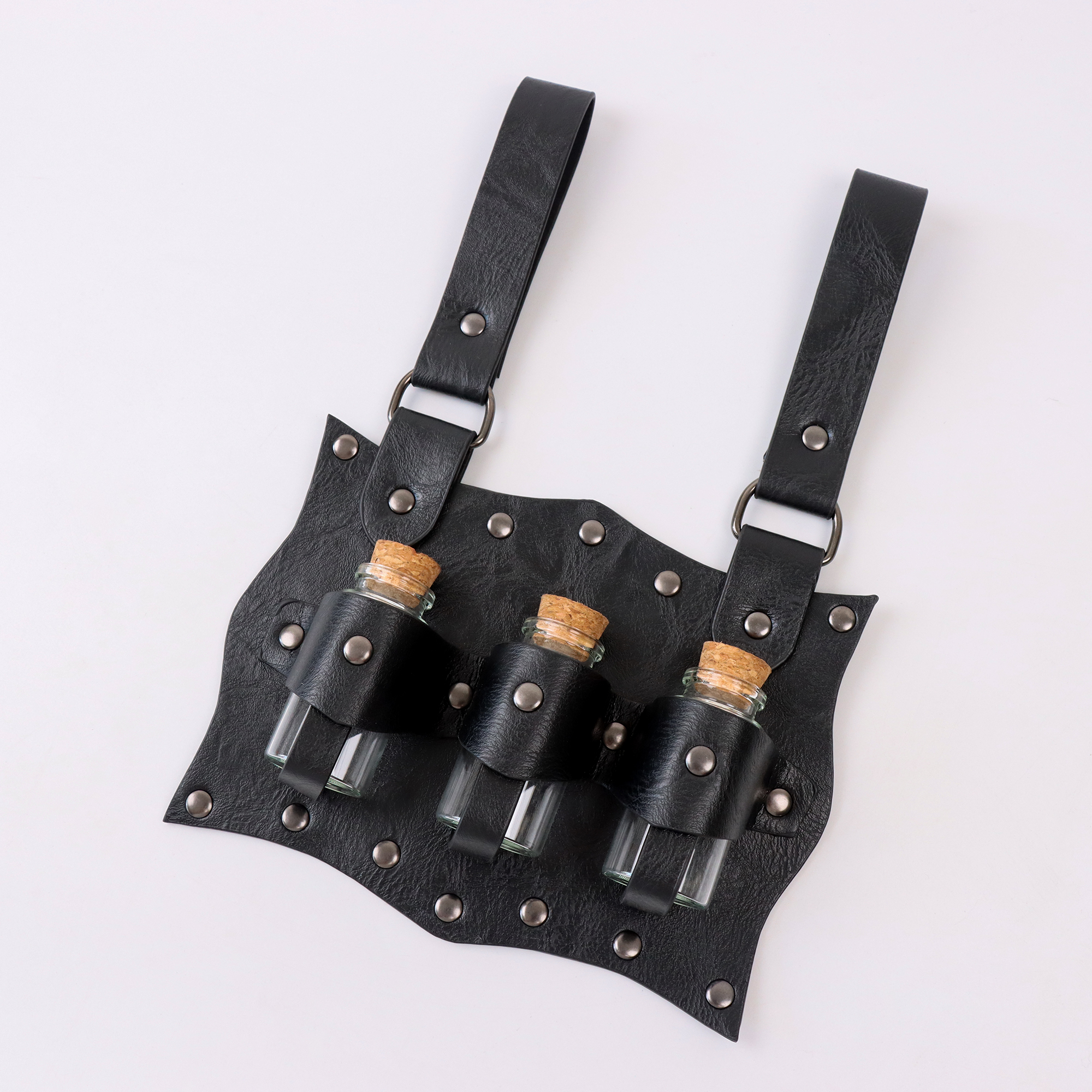 Accesorios de disfraz renacentista, bolsa para cinturón, 3 botellas de poción, soporte de cuero, Festival Medieval, disfraz de Halloween, conjunto de cintura con cinturón