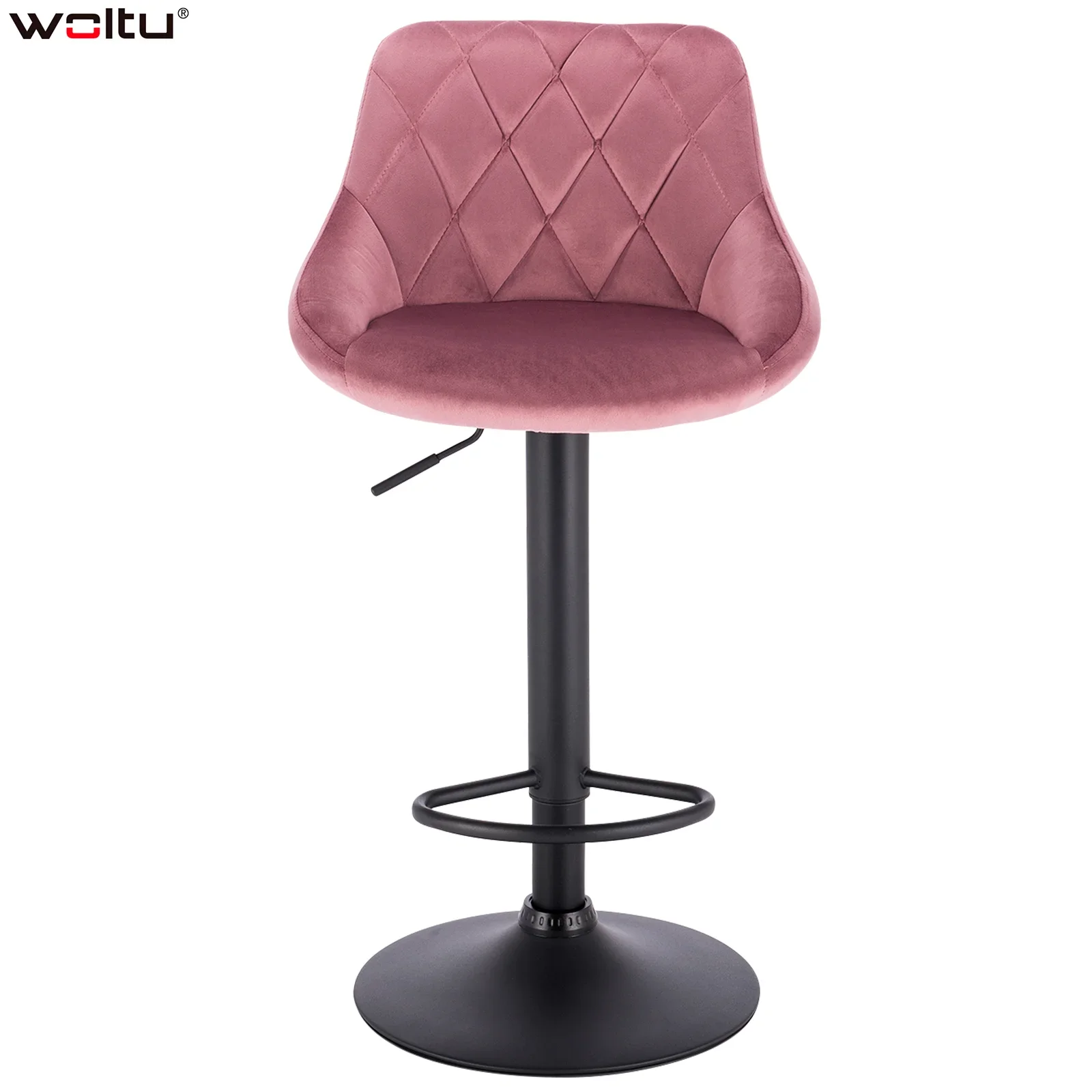WOLTU 1PC Height-Adjustable Swivel Bar Chair Leather/Velvet Rotating Bar Stool Lifting High Stool with Footrest for Pub Home