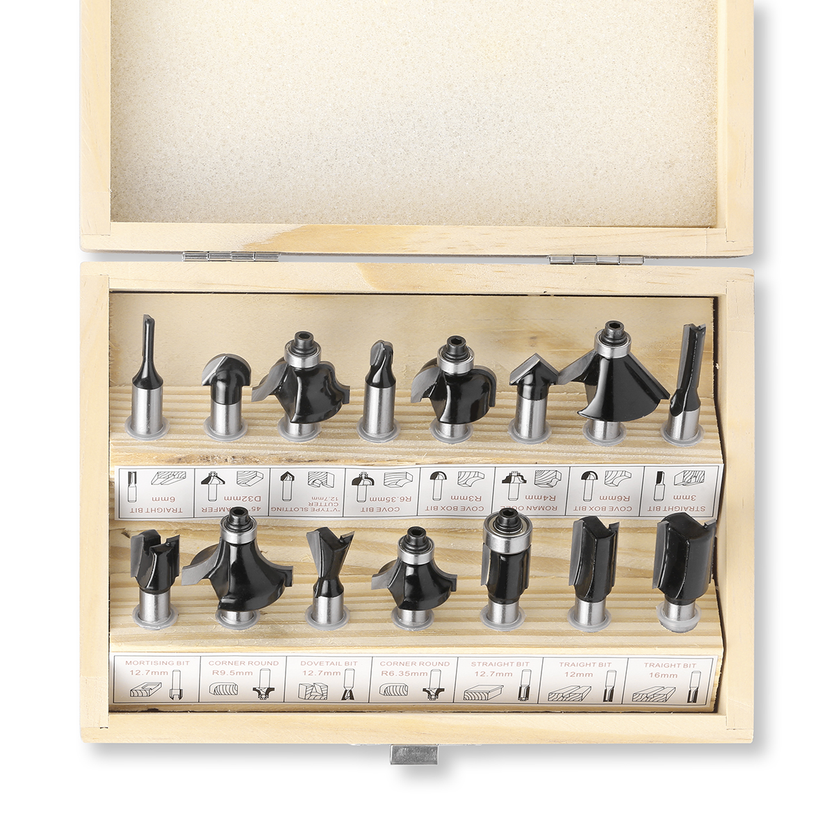 15pcs 8mm Shank  Router Bit Set Trimming Straight Milling Cutter for Wood Bits Tungsten Carbide Cutting Woodworking