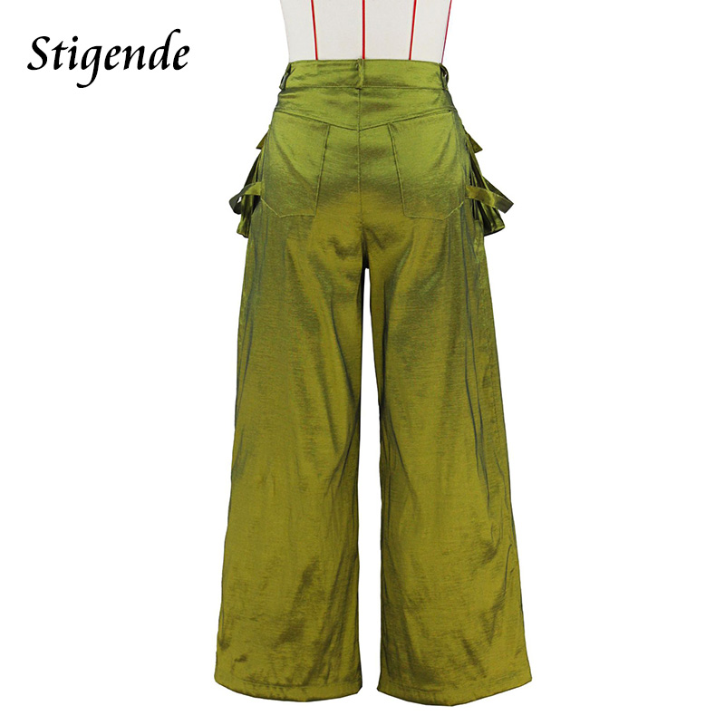 Stigende Wide Leg Loose Cargo Pants Women Removable Pocket Hip Hop Pants Patchwork Stretch Straight Baggy Trousers Streetwear