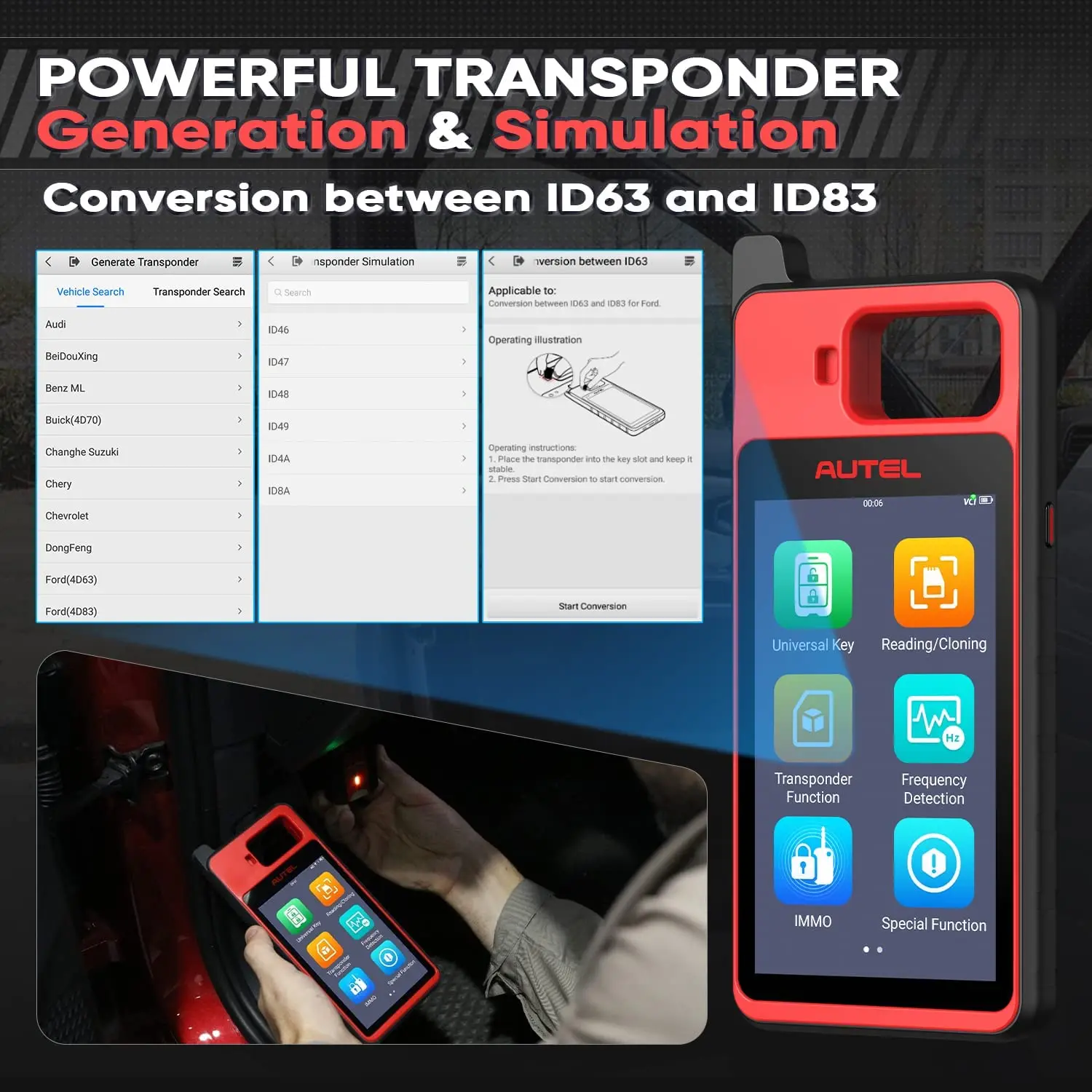 Autel-Key Fob Programming Immobilizer Tool, MaxiIM KM100, IKEY para geração 60s, OBD IMMO, aprendendo em 99% Car, 2pcs