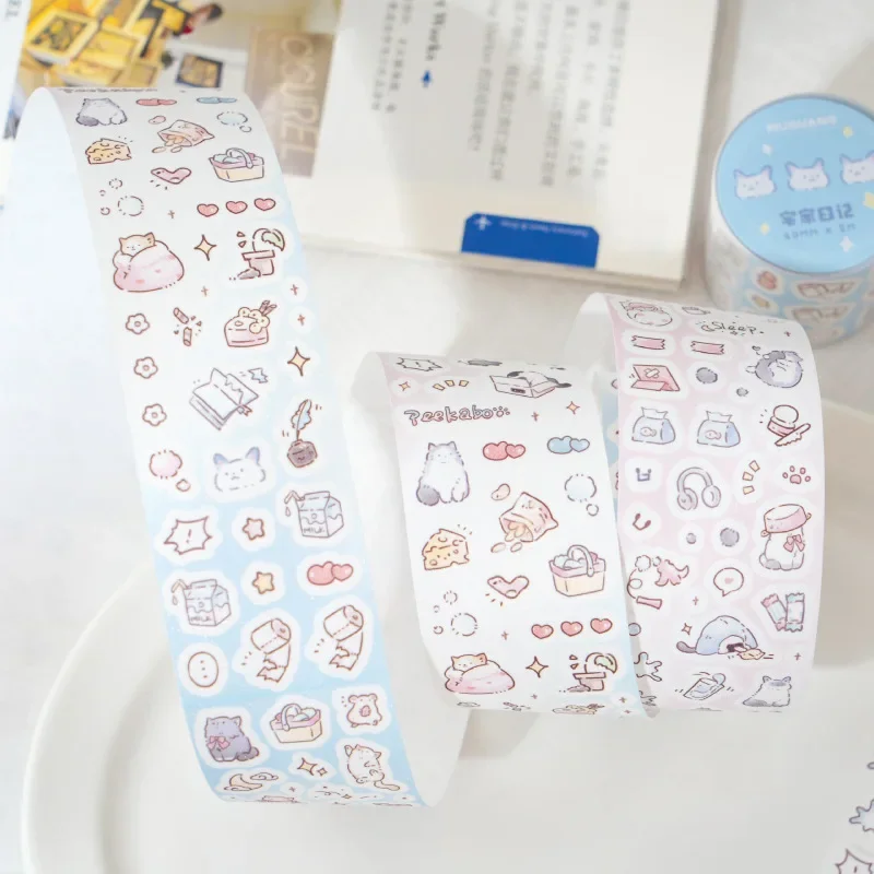 Cute Little Material Handbook Mobile Phone Back Card Collage Kitten Series Tape  Washi Tape