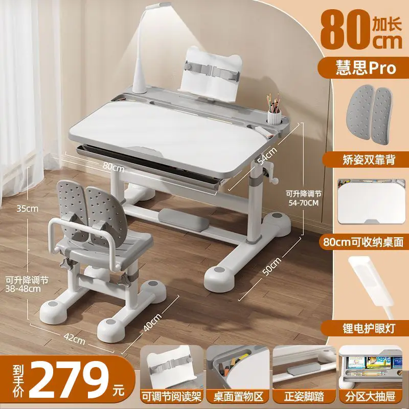 Kinderschreibtisch und Stuhl-Set, 6 bis 12 Jahre alt, Schreibtisch, Studentenschreibtisch, Arbeitstisch, Zuhause