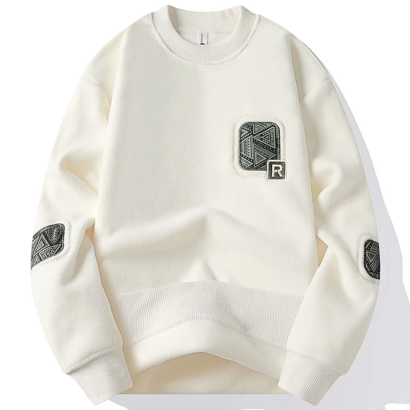 Herrenmode Dicker Kapuzenpullover Stickerei Pullover Fleece Gefüttert Herren Winterkleidung Elegante Luxusmarke Weiß Grün Pullover