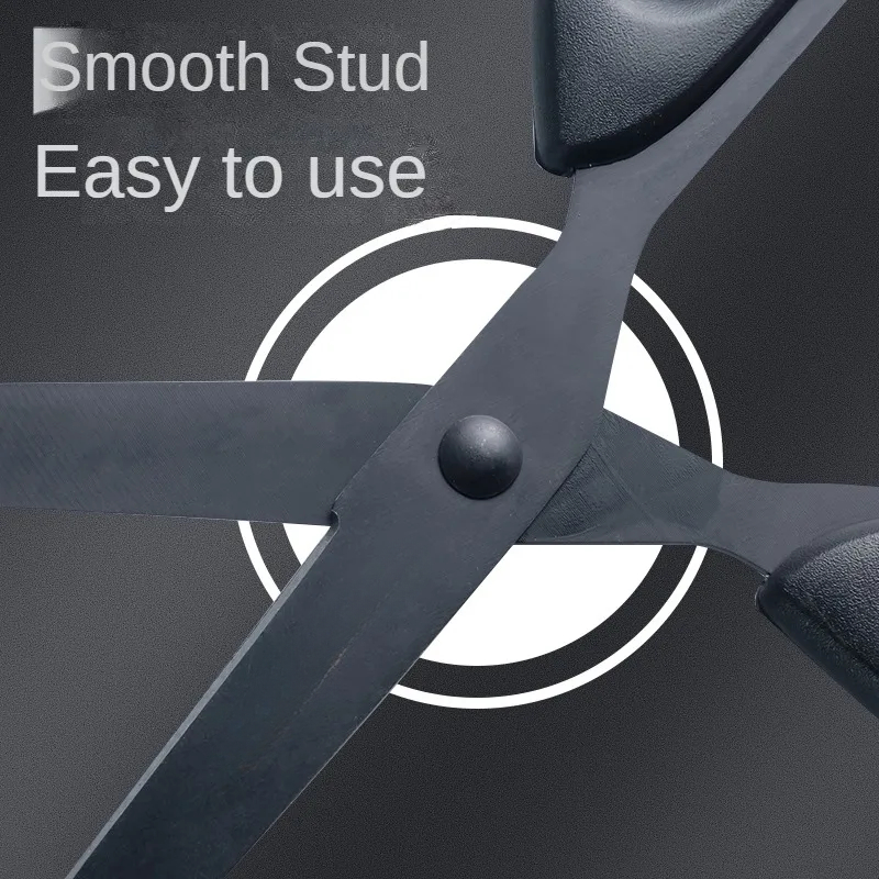 Stationery 180mm Abrasion Resistant Black Blade Scissors Stainless Steel Blades Not Easy to Stick