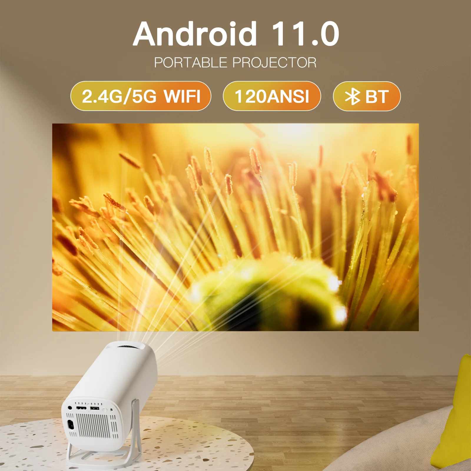 Salange S40 Smart Projektor Digital Android11 Unterstützung 4K 1080P WiFi6 BT5.4 Allwinner H713 1280*720P Auto Keystone Pocket Beamer