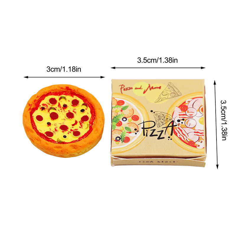1Zestaw 1:12 Miniaturowa pizza do domku dla lalek z pudełkiem do pakowania Model kuchni Akcesoria do dekoracji domku dla lalek Udawaj zabawki Prezent