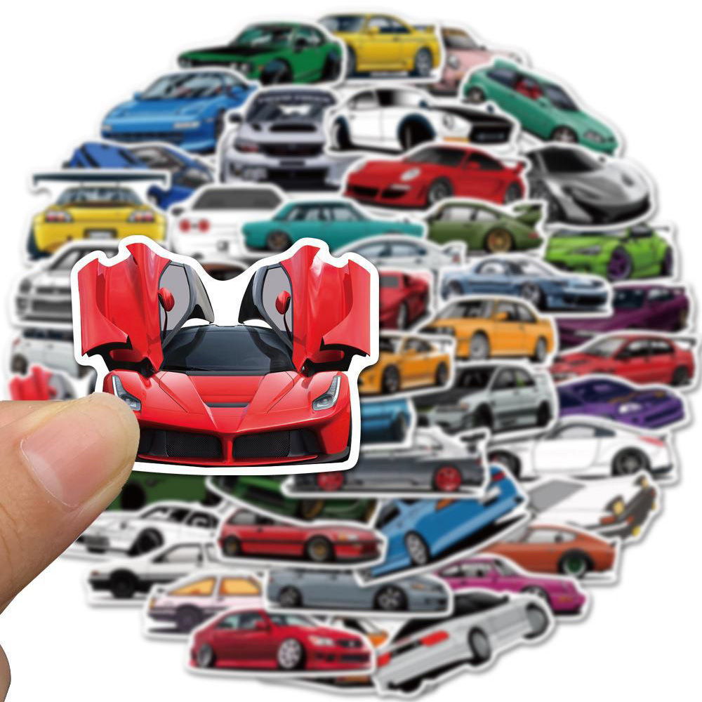 10/30/50/100 pçs dos desenhos animados jdm carro de corrida favoritos graffiti adesivos diy crianças brinquedo clássico viagem bagagem guitarra decalques à prova dwaterproof água