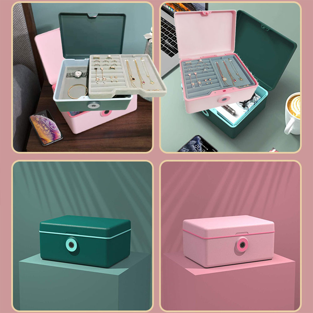 ลายนิ้วมือ Biometric ตู้เซฟ MINI ปลอดภัยเงินสดเครื่องประดับความปลอดภัยกล่องเก็บแฟ้มในครัวเรือน Secret ซ่อนปลอดภัยกล่องเครื่องสําอาง