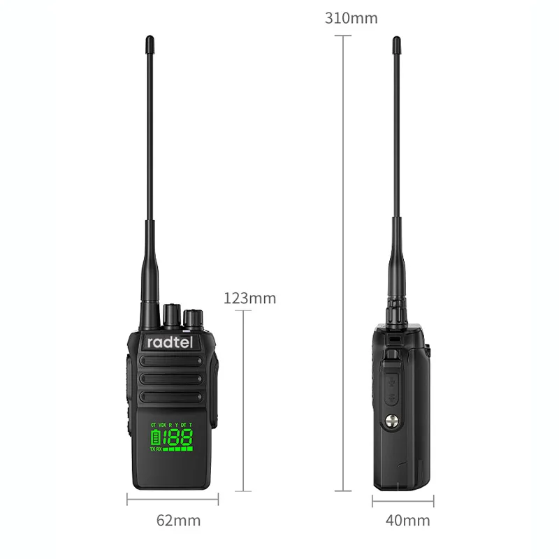 Radtel RT-493 10w IP67 impermeable UHF 400-470Mhz Radio bidireccional de negocios 199Ch frecuencia de copia rápida Walkie Talkie usb-c