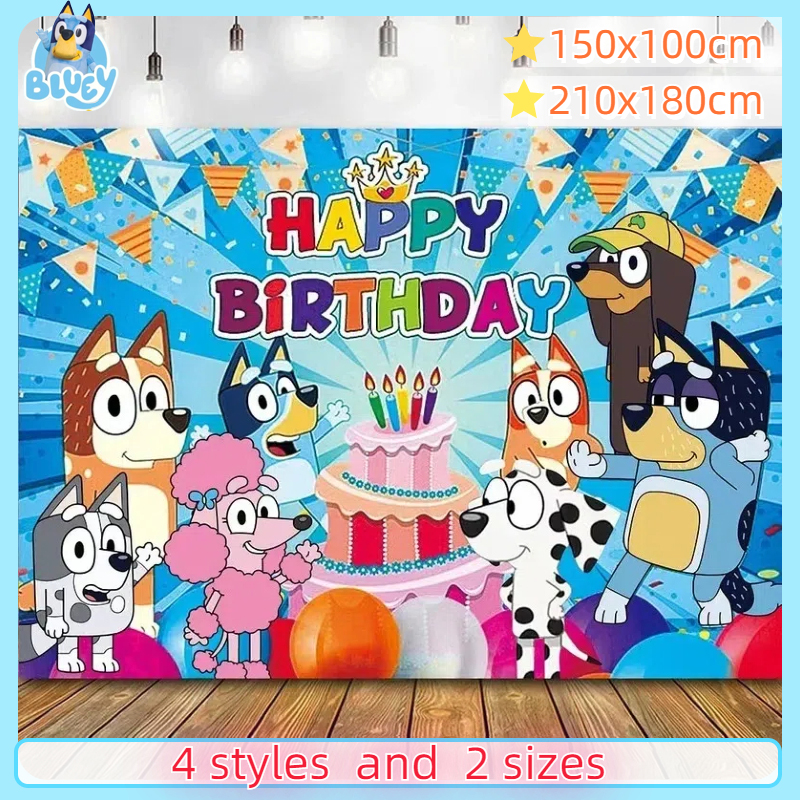 Bluey Elch Geburtstag Hintergrund Banner Anime Bluey Bingo Familie 210x180cm Kindergeburtstag Party Dekoration Hintergrund Tuch