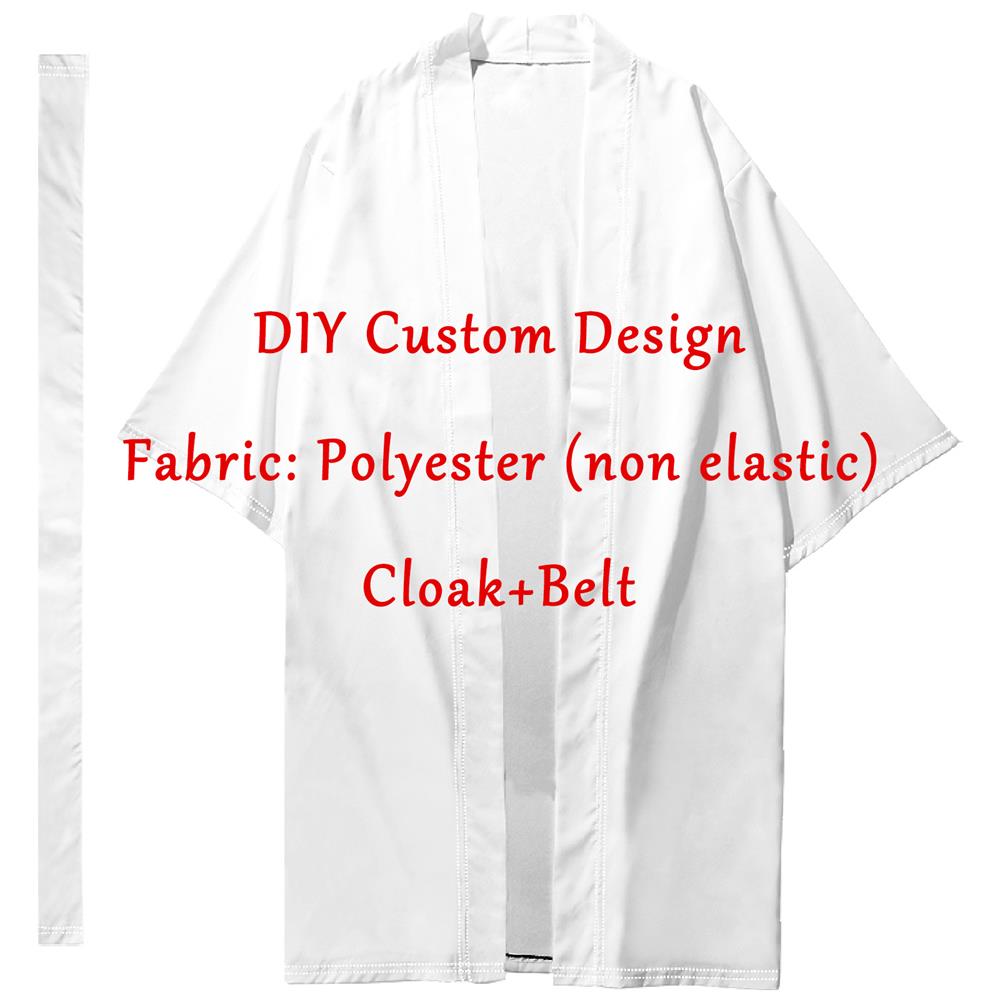 Summer Men's Long Kimonos Anime Cosplay Dojo Cloak With Free Custom Patterns DIY Haori Samurai Kimono Women Japanese Beach 2023