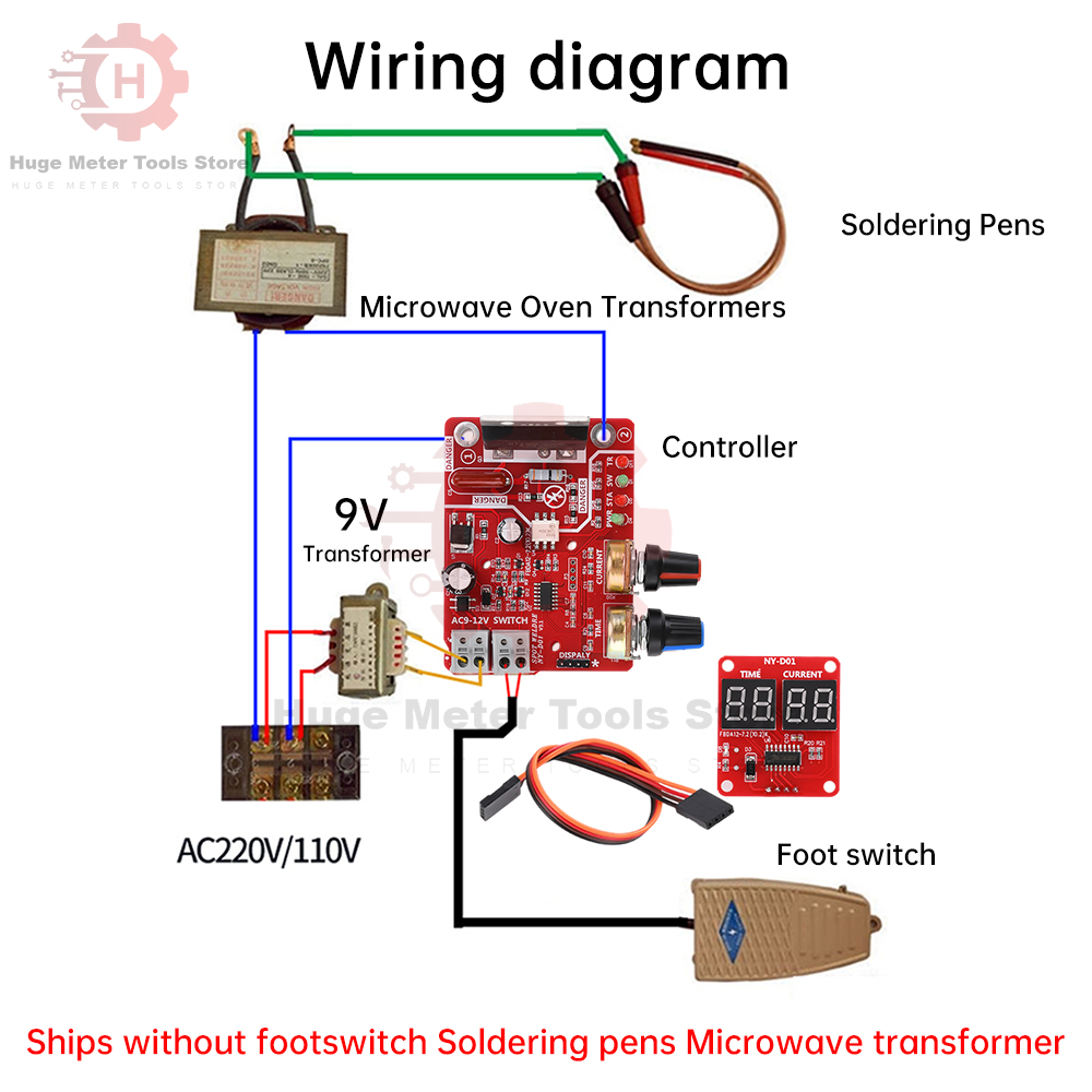 NY-D01 100A Punktschweißgerät-Steuermodul 110 V/220 V Transformator Digitalanzeige Punktschweißzeit und Strom-Controller-Board