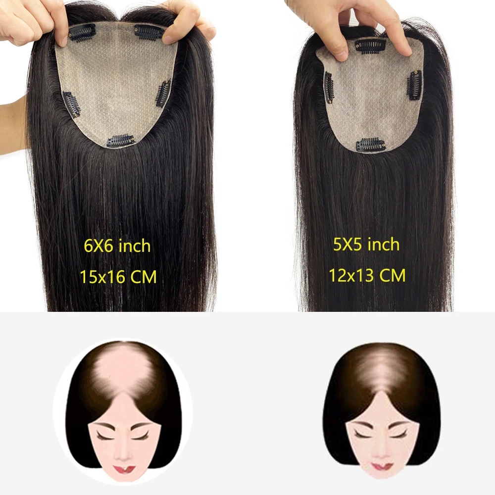 4D Fringeซ้อนทับผ้าไหมฐานผมมนุษย์TopperกับBangsสําหรับผู้หญิงVirginยุโรปผมผ้าไหมหนังศีรษะTop Toupeeผมชิ้น 6 "x 6''