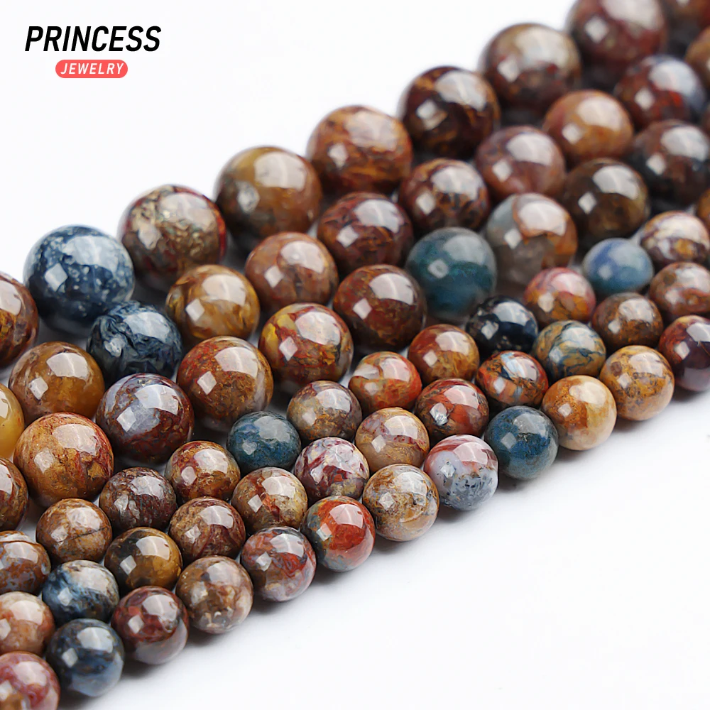 A ++ alami Pietersite Petrified kayu 4-10mm manik-manik longgar untuk membuat perhiasan grosir manik-manik batu aksesoris DIY