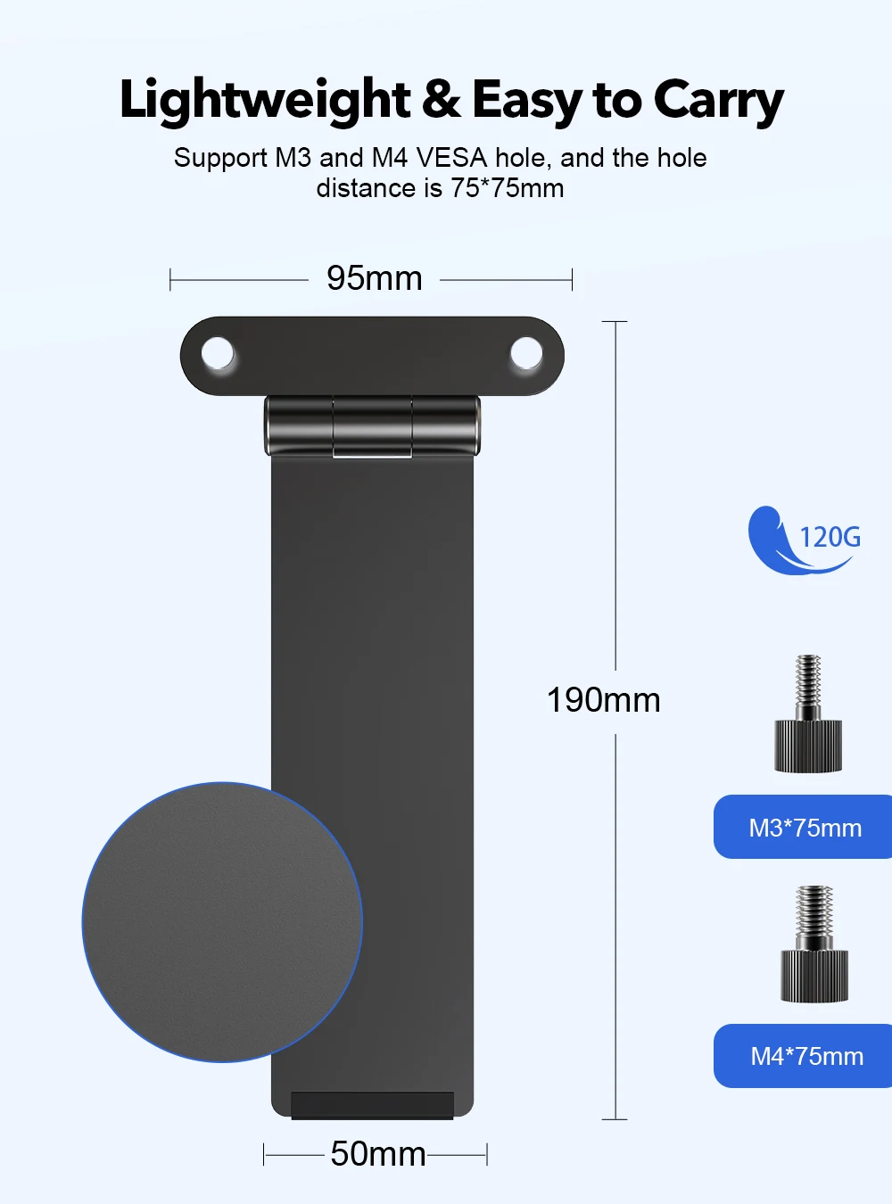 EVICIV Adjustable Monitor Stand VESA 75*75mm Mount Desk Support Holder for 7 - 17.3 Inch  M3/M4 Portable Monitor Kickstand