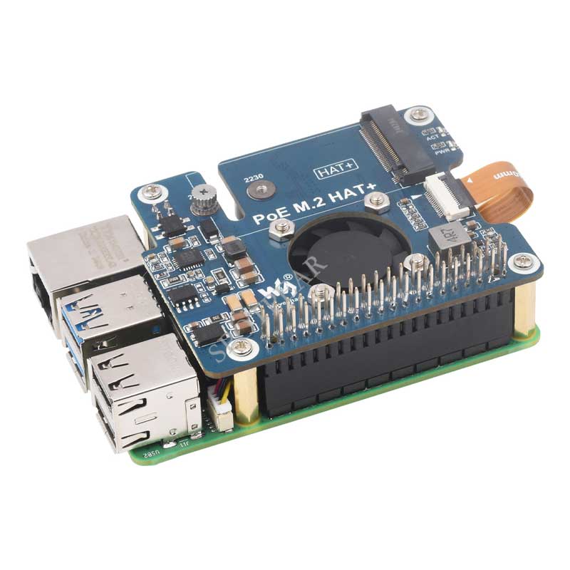 Raspberry Pi 5 POE + PCIe to M.2 NVMe SSD-плата HAT+ Pi5 2242/2230 Power over Ethernet