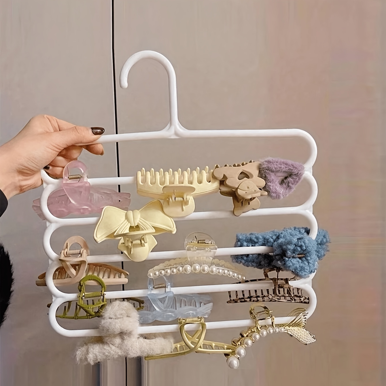 Versatile Wall-Mounted Hair Accessory Organizer - Large Capacity for Clips, Headbands & More - Perfect for Home & Dorms