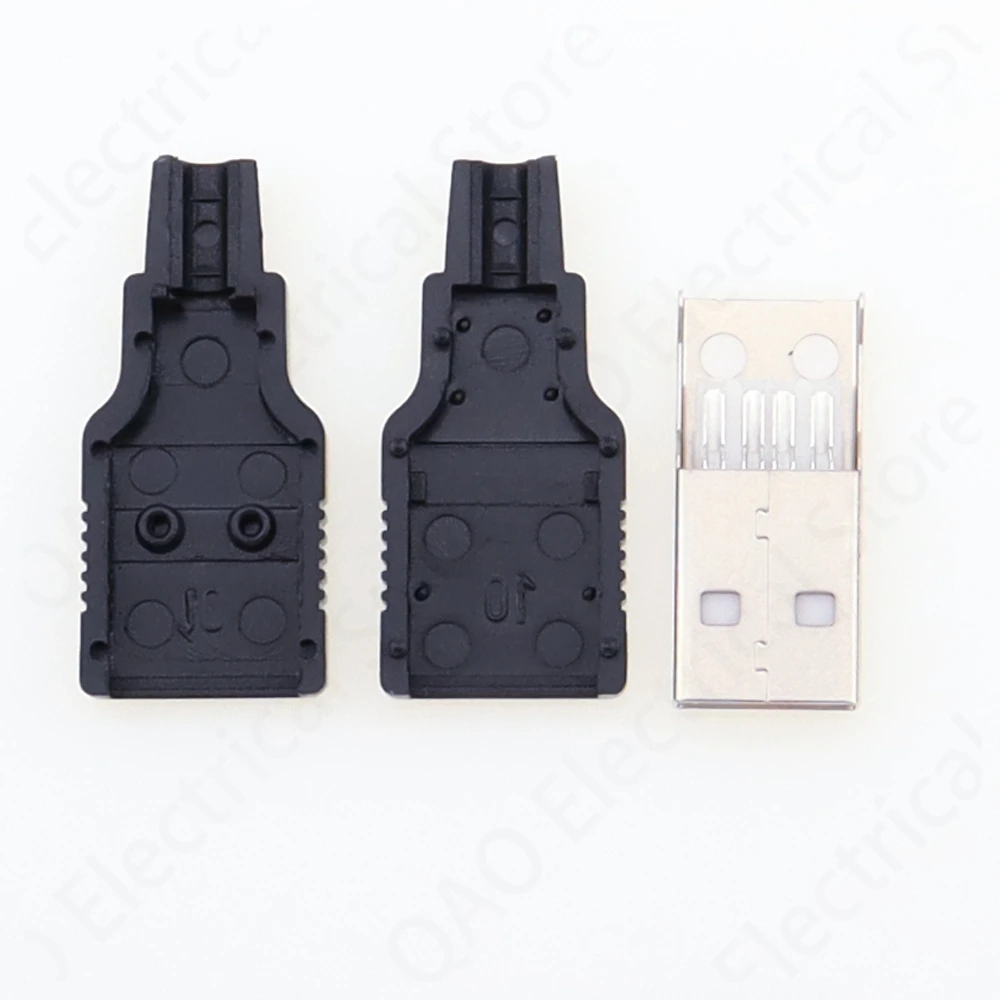 IMC caliente nuevo 10 Uds tipo A macho USB conector de enchufe de 4 pines con cubierta de plástico negro