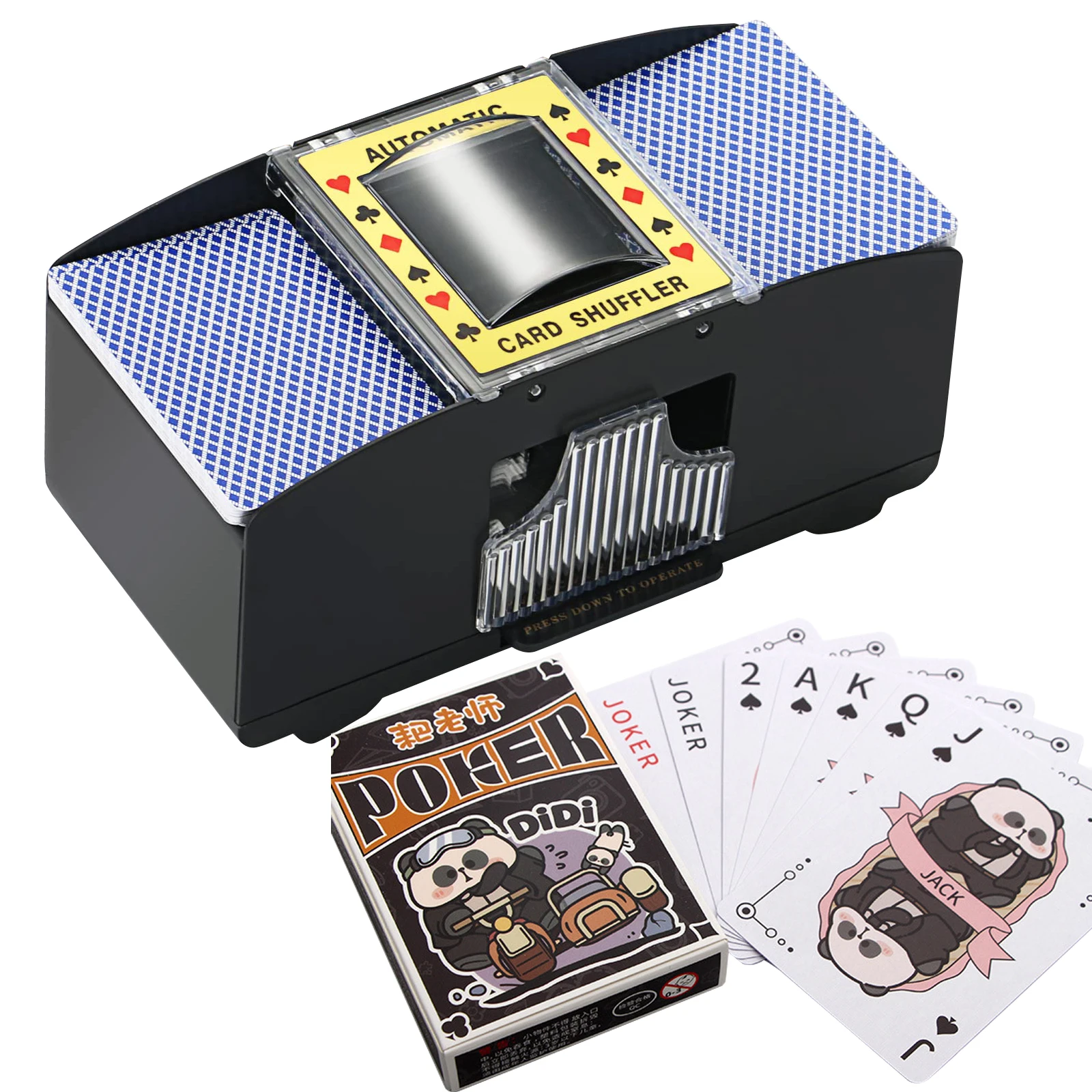 Máquina de cartas automática 2 em 1, 2 baralhos, cartas de jogo, texas, negociação, operado por bateria, jogos de mesa multiplayer