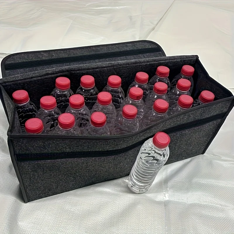 Car Trunk Storage Box 1-Pack: Foldable bag with compartments & handle, for SUVs/sedans/trucks, durable fabric