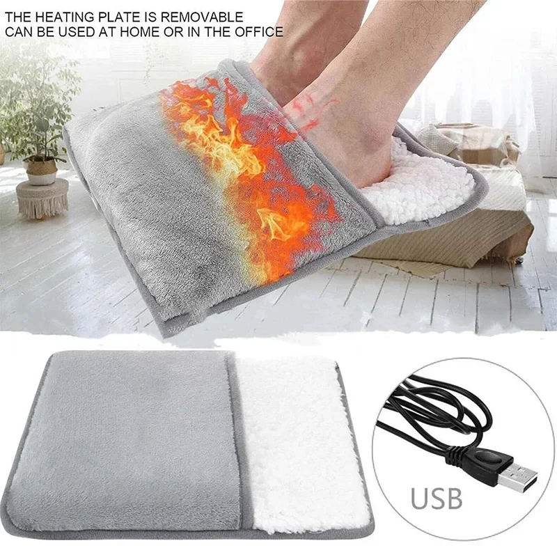 휴대용 USB 전기 발 온열 패드 세탁 가능 부드러운 플러시 발 히터 겨울 발 온열 매트 (침대, 책상 아래, 가정용)