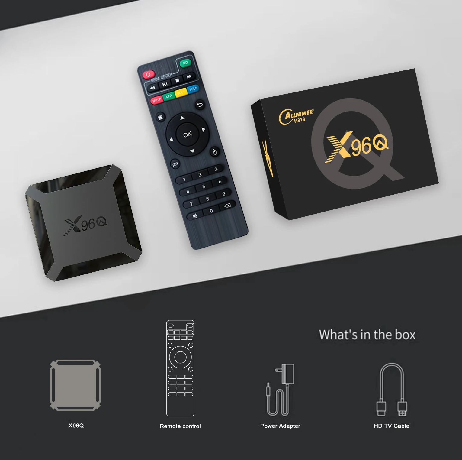 X96Q Android 10 TV Box Allwinner H313 Quad Core 4K Smart TV BOX 2GB16GB Wifi Youtube Netflix Reproductor multimedia de transmisión en varios idiomas