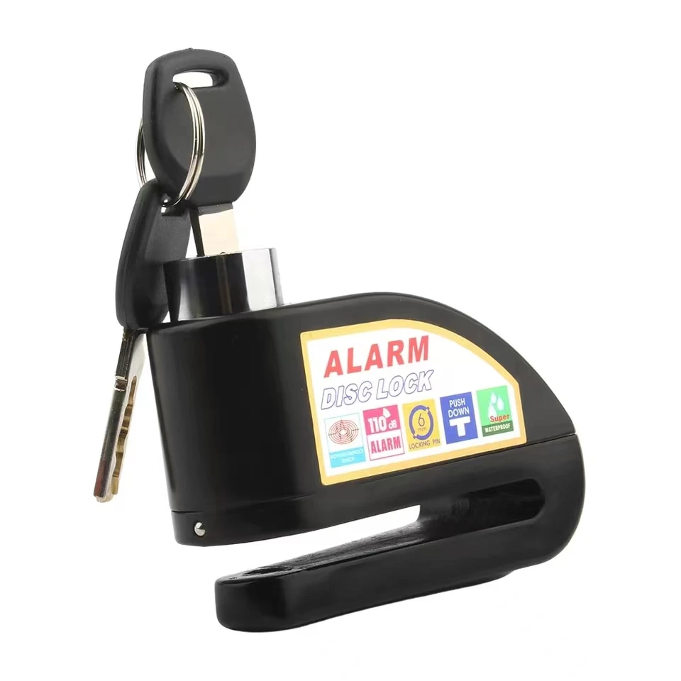 Motorcycle Bicycle Lock Alarm Safety Protection Padlock Disc Aluminum Alloy Anti-Theft Reminder Rope Lock Bag Motorcycle Accesso