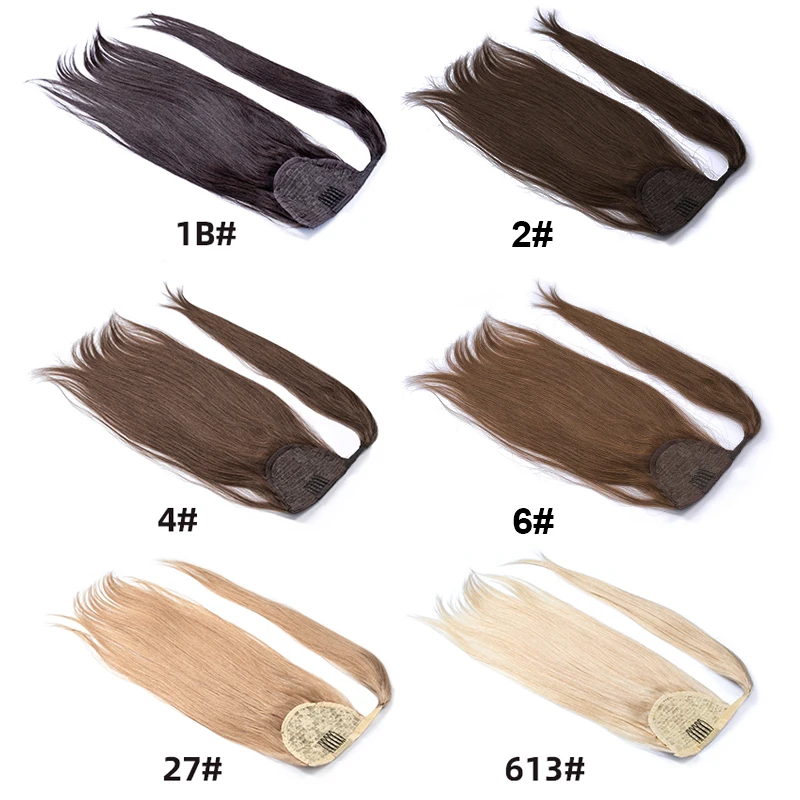 Thẳng Đuôi Ngựa Con Người Remy Kẹp Tóc Trong Brasil Con Người Tóc Quấn Dây Rút Đầu Mặc Bộ Tóc Giả Tự Nhiên 15%