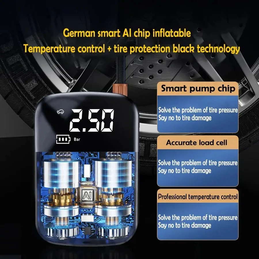 150PSI ปั๊มยางไฟฟ้า & Multi-Vehentle Air Compressor สําหรับรถยนต์/รถจักรยานยนต์/จักรยาน/เรือ/กีฬาลูกหยุดอัตโนมัติ & Fast Inf
