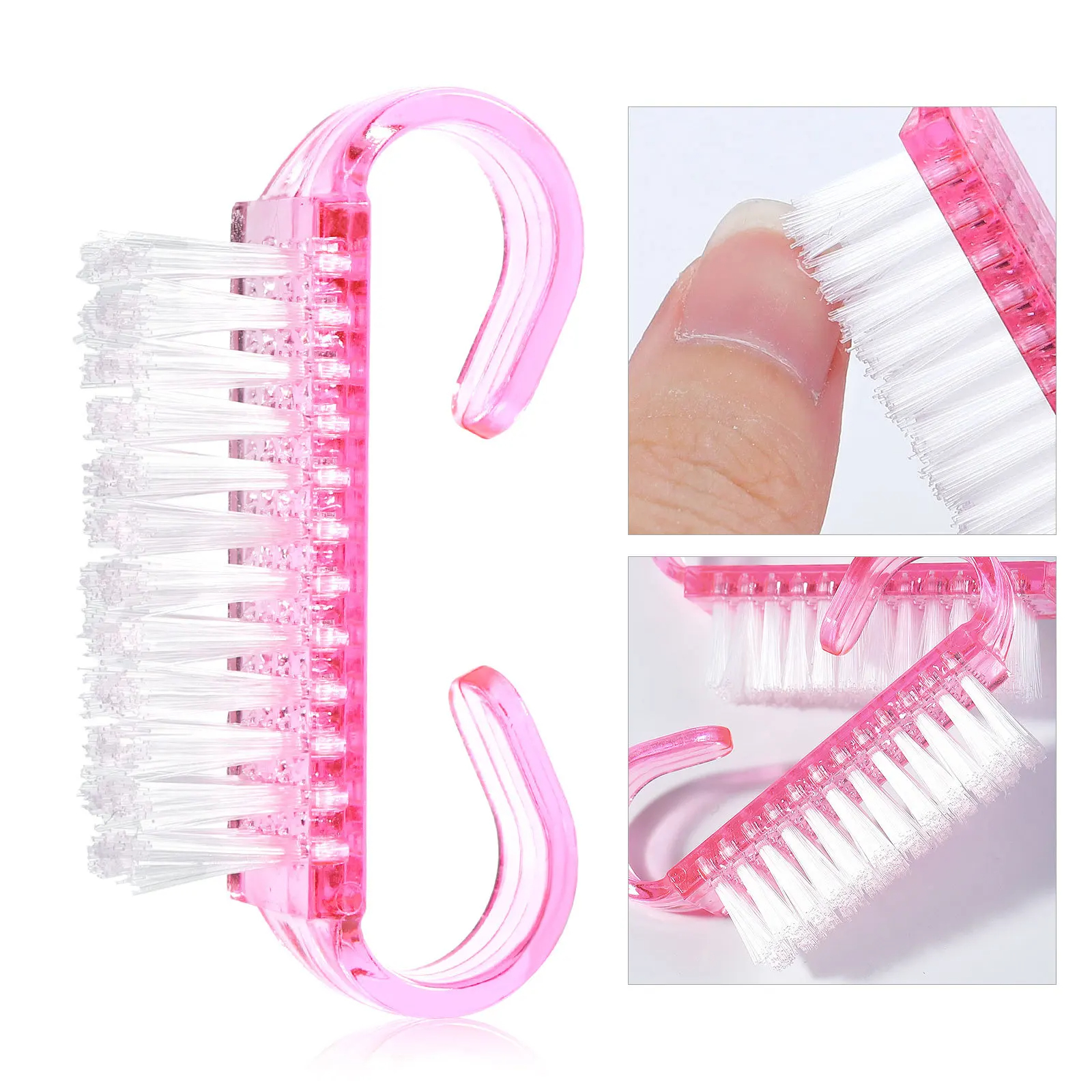 Escovas De Limpeza De Unhas De Plástico, Mix Cor, Mão Esfregando, Poeira Cleaner, Nail Art, Manicure Soft Remover Ferramentas, 10 Pcs, 1Pc