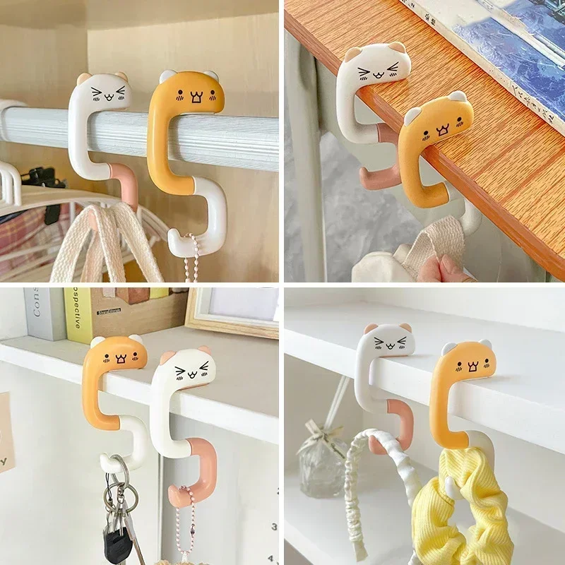 Portable Cartoon Bag Hooks Kawaii Strong Load-bearing Handbag Hanger Office Home Folding Desk Side Hooks Desk Organizers