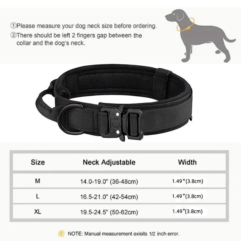 Pet Products Outdoor Tactical Dog Collar Metal Buckle Breathability Nylon Collar Medium and Large Dog Training Neck Collar Dog