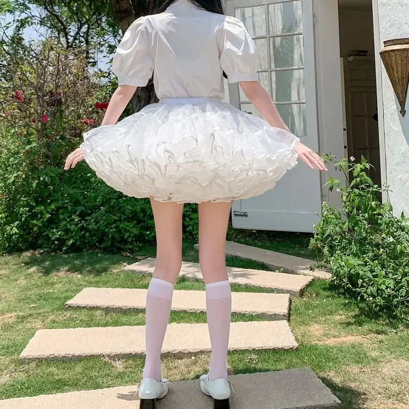 Jupons à volants multicouches pour femmes, jupe à bulles moelleuse, sous-jupe Crinoline, sans cerceau, jupe bouffante Lolita désossée, Mini jupe