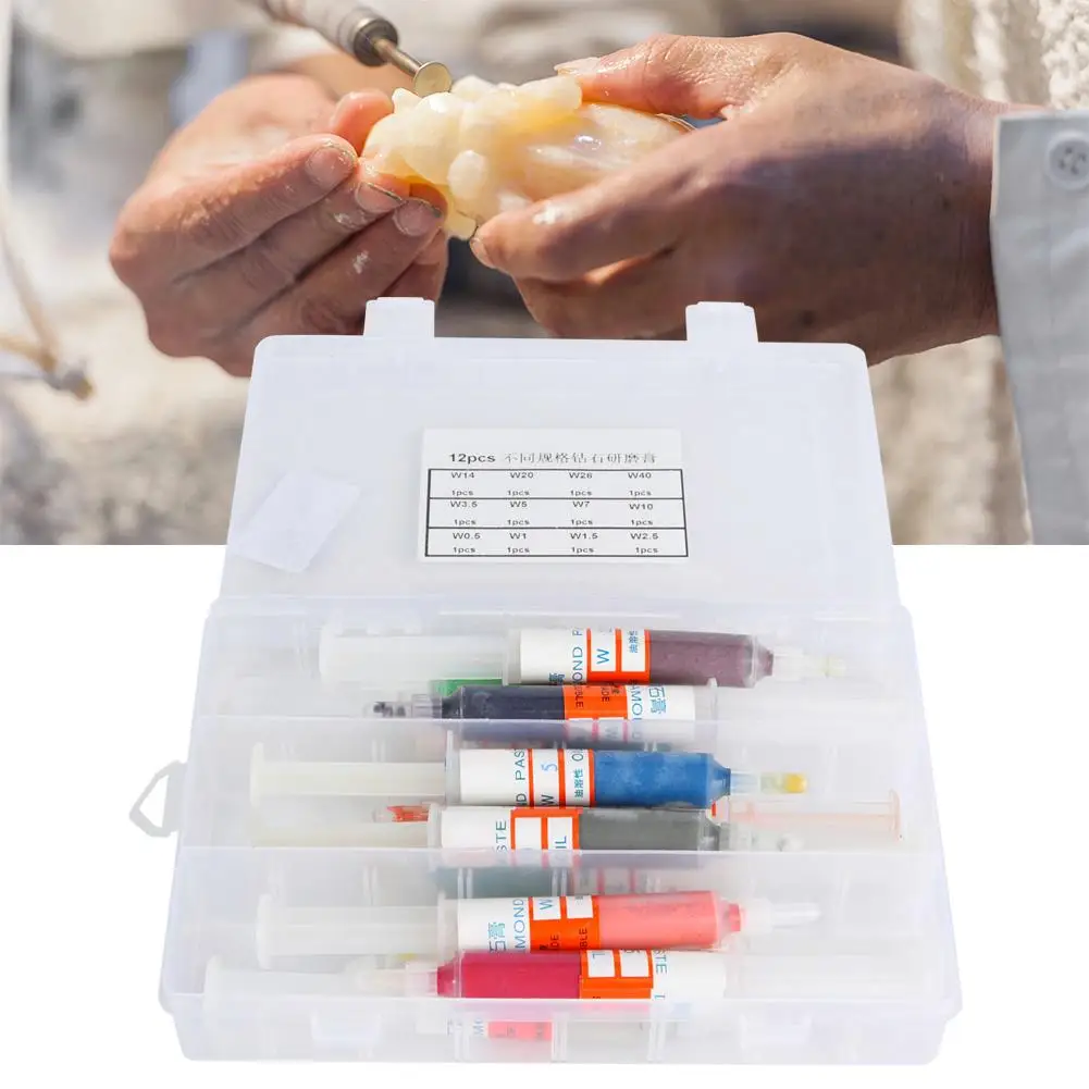 12 Pcs Polishing Compound Paste Resin Wax Sand Abrasive Kit with Storage Box