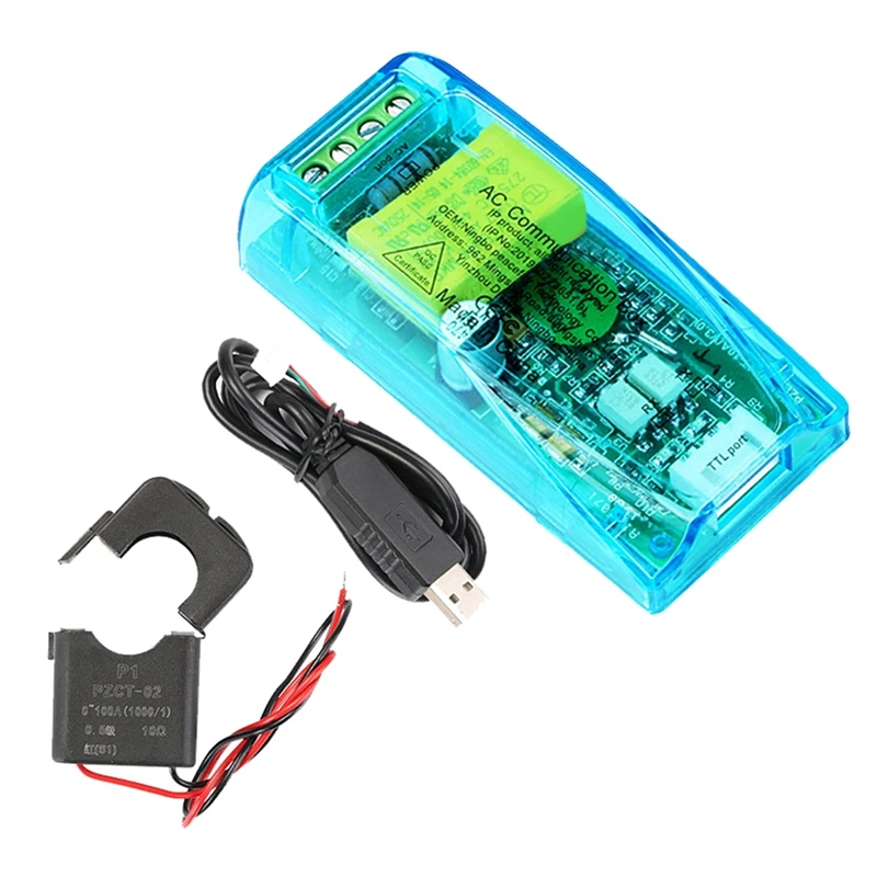 Vatímetro 100A PZEM 004T 3,0 + CT abierto + Cable TTL a USB, medidor Kwh, módulo de prueba de voltios Amp para Arduino TTL COM2/COM3/COM4