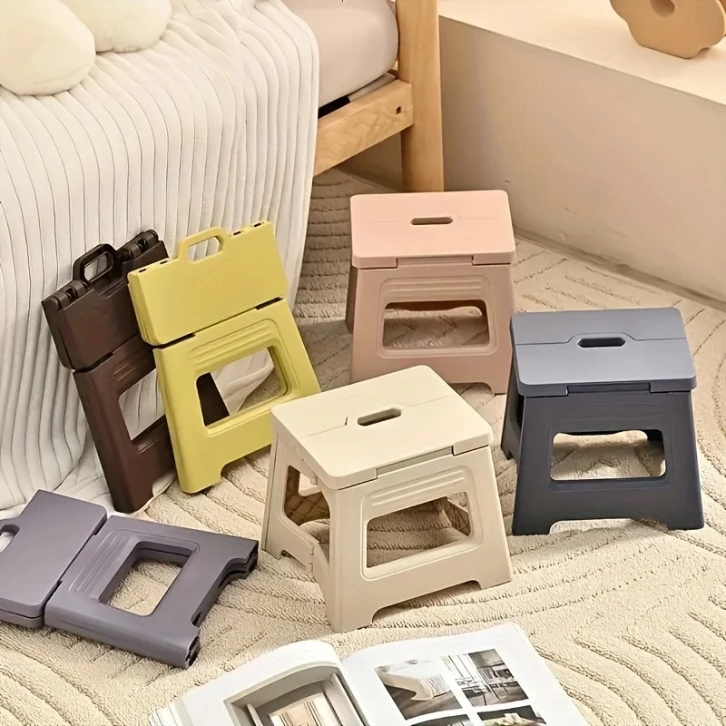 Lightweight Folding Step Stool Multi Purpose Handheld Thickened Footstool Non-Slip Plastic Small Benches Kitchen