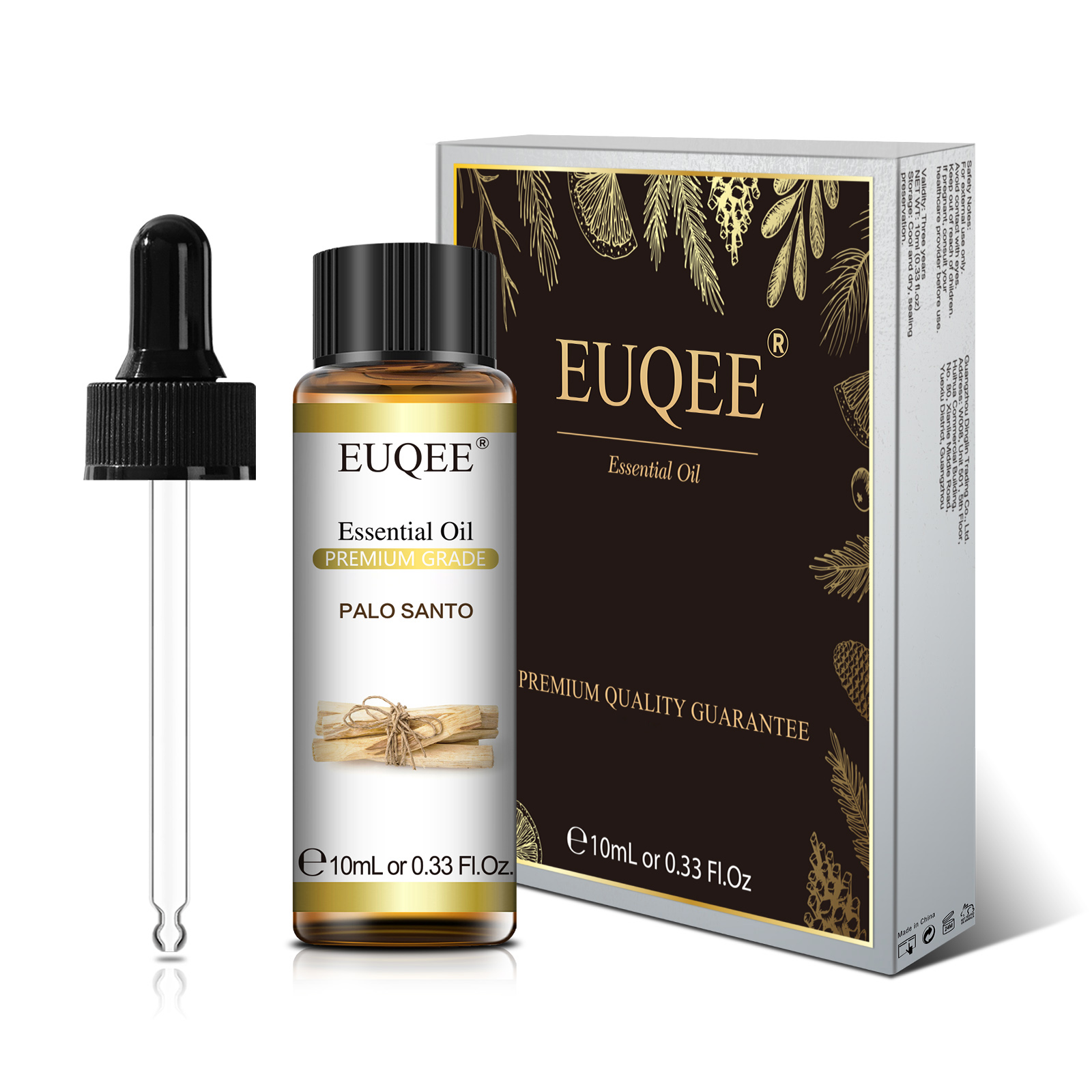 EUQEE 10ML Palo Santo Olio Essenziale Naturale Con Contagocce di Vetro Oregano Cardamomo Margheria Finocchio Limone Eucalipto Oli Aroma