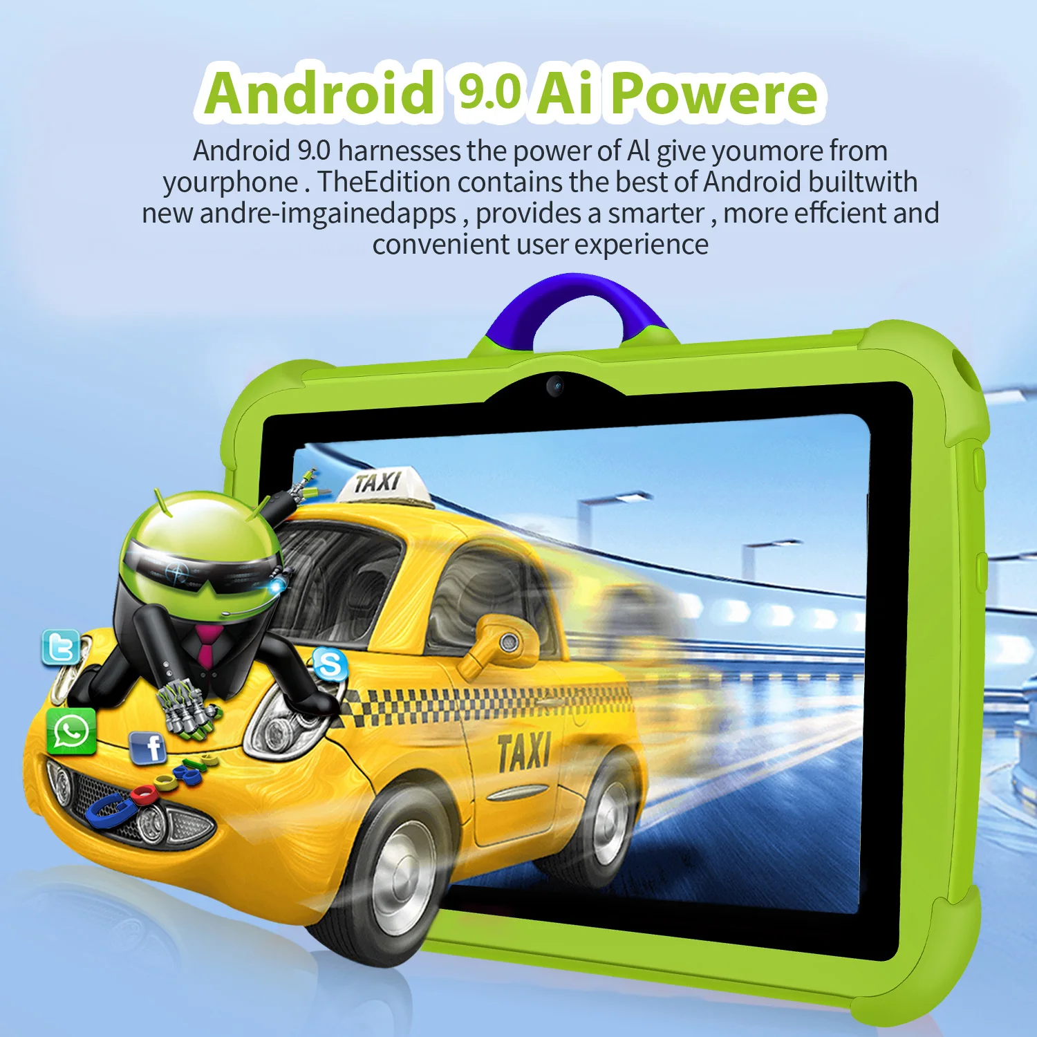 Google Play Android Tablet para crianças, Quad Core, 4GB de RAM, 64GB ROM, WiFi, Bluetooth, barato e simples, presentes para crianças, 7 polegadas, Novo
