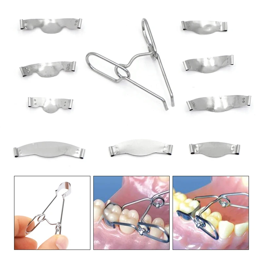 Dental Sectional Contoured Metal Matrices Matrix with Springclip No.1.330 Band Resin Clamping/Seperating Ring Dentist Tools