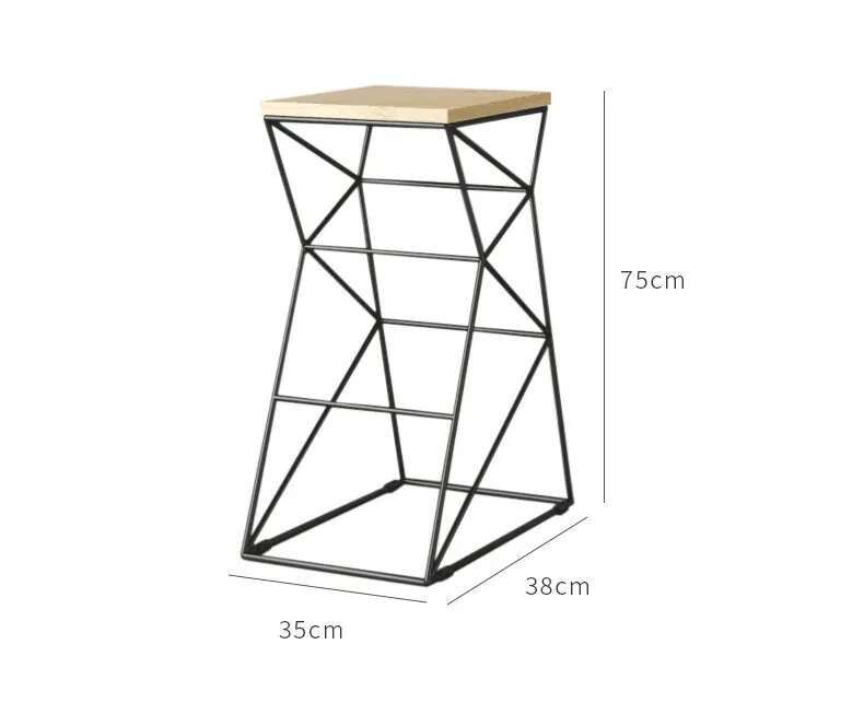 Nordic Loft Bar Chairs Industrial Bar Stool Iron Wrought Simple Modern Creative Restaurant Bar stool High Stool Solid Wood