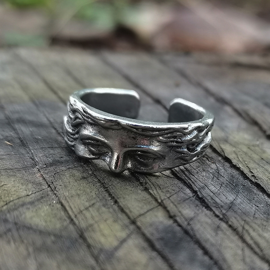 Anillo creativo de media máscara de Venus 2026 para hombre, anillo ajustable con apertura tallada Vintage, regalos de joyería de moda