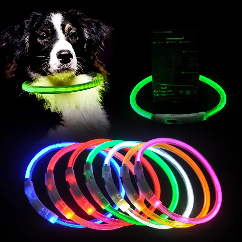 Collar Led Usb para perro, Accesorio luminoso de carga nocturna, seguridad nocturna, brillo intermitente, prevención de pérdida