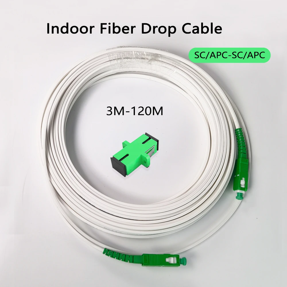 Indoor Fiber Drop Cable Optical Patch Cord FTTH SC/APC To SC/APC 3M-120M Single Mode Optical Fiber Cable Factory Wholesale